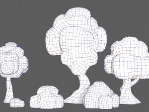 Trees Cartoon V15 3D Model