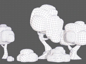 Trees Cartoon V15 3D Model