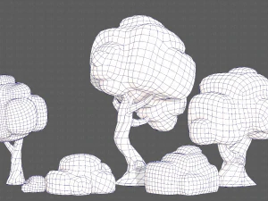 Trees Cartoon V15 3D Model