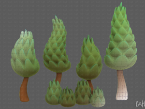 Trees Cartoon V16 3D Model