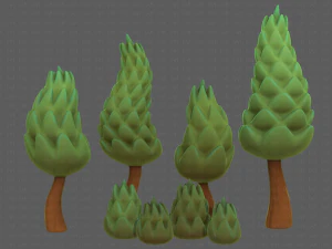 B&auml;ume Cartoon V16 3D Modell