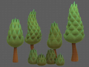 B&auml;ume Cartoon V16 3D Modell