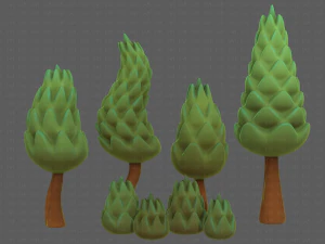 B&auml;ume Cartoon V16 3D Modell