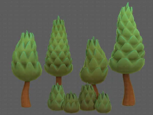 B&auml;ume Cartoon V16 3D Modell