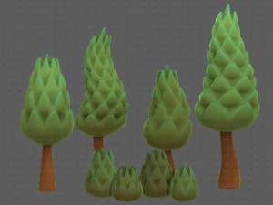 B&auml;ume Cartoon V16 3D Modell