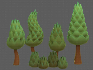 B&auml;ume Cartoon V16 3D Modell