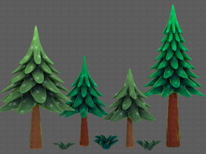 Trees Cartoon V17 3D Модель