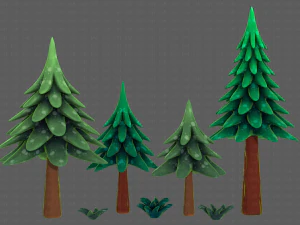Trees Cartoon V17 3D Model