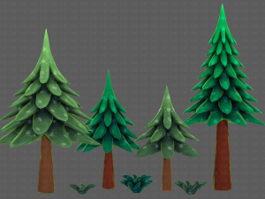 Trees Cartoon V17 3D Модель