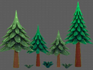 Trees Cartoon V17 3D Model