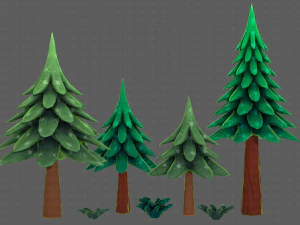 Trees Cartoon V17 3D Model