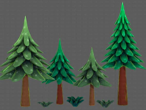 Trees Cartoon V17 3D Model