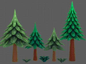 Trees Cartoon V17 3D Model