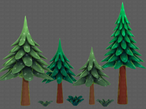 Trees Cartoon V17 3D Модель