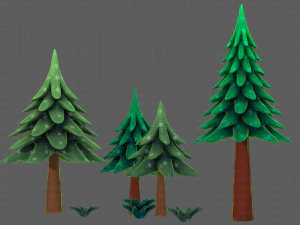 Trees Cartoon V17 3D Model