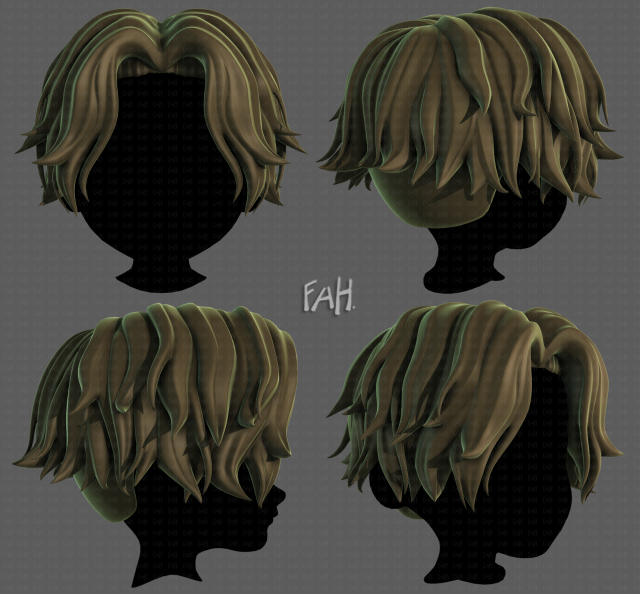 3D Hair style for boy V100 Model 3D .c4d .max .obj .3ds .fbx .stl .blend 