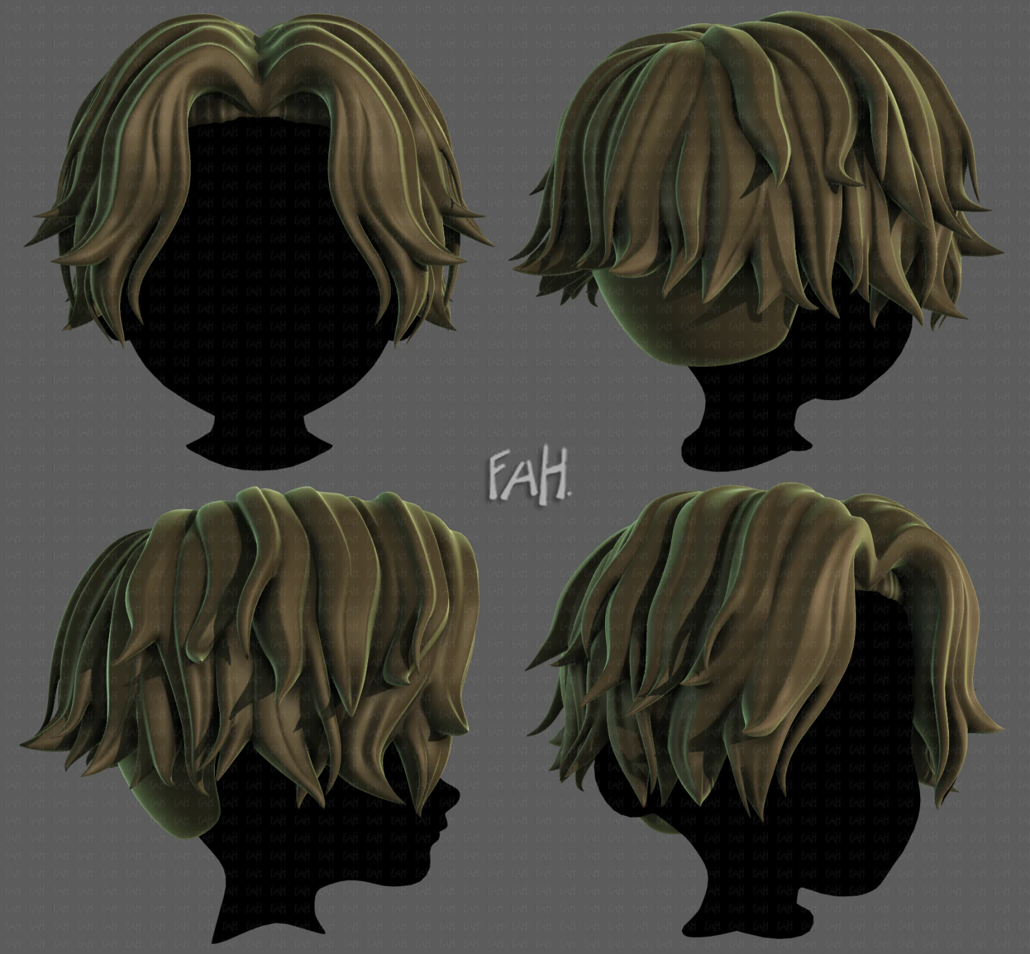 3D Hair style for boy V100 3D Model .c4d .max .obj .3ds .fbx .stl .blend 