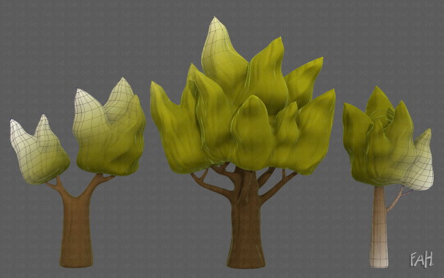 Trees Cartoon V19 3D Модель .c4d .max .obj .3ds .fbx .stl .blend 