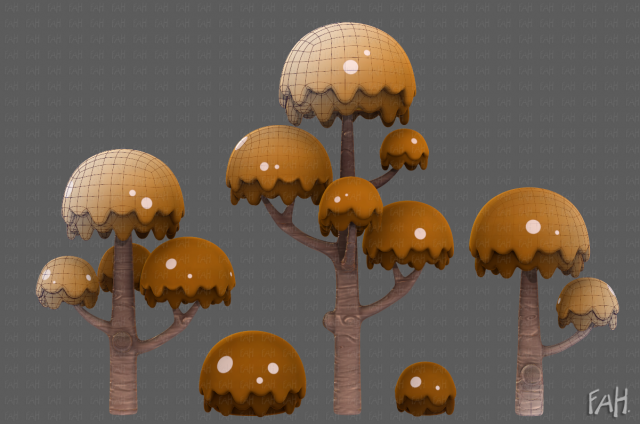 Trees Cartoon V20 3D Модель .c4d .max .obj .3ds .fbx .stl .blend 