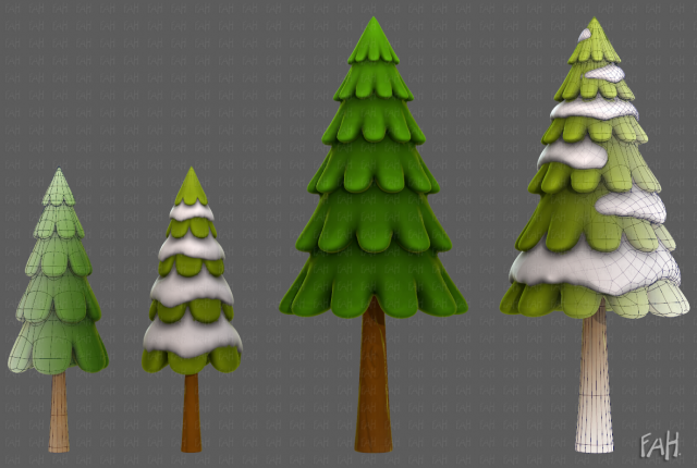 Trees Cartoon V21 Modèle 3D .c4d .max .obj .3ds .fbx .stl .blend 