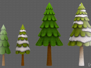 Trees Cartoon V21 3D Model