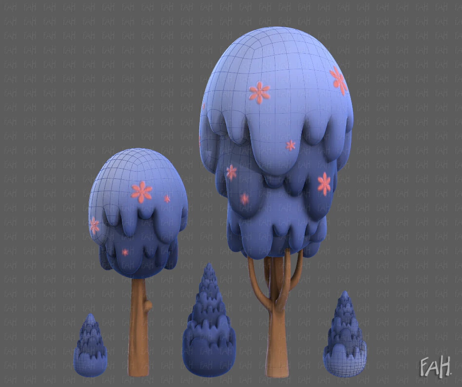 Trees Cartoon V24 3D Model .c4d .max .obj .3ds .fbx .stl .blend