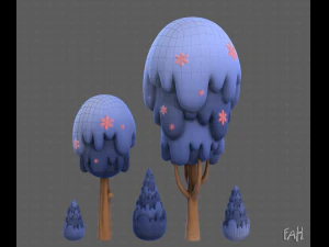 Dessin anim&eacute; d'arbres V24 Modèle 3D