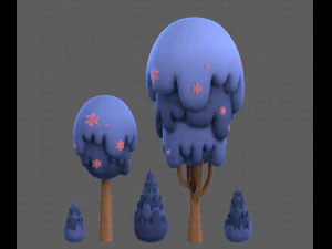 Trees Cartoon V24 3D Model