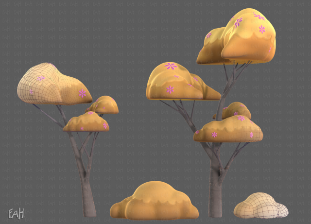 Trees Cartoon V25 Model 3D .c4d .max .obj .3ds .fbx .stl .blend 
