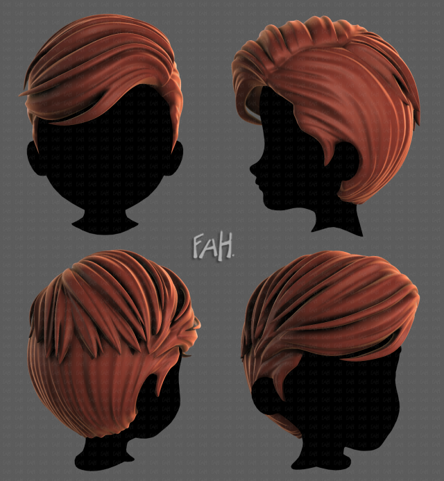 3D Hair style for boy V107 Modelo 3D .c4d .max .obj .3ds .fbx .stl .blend 