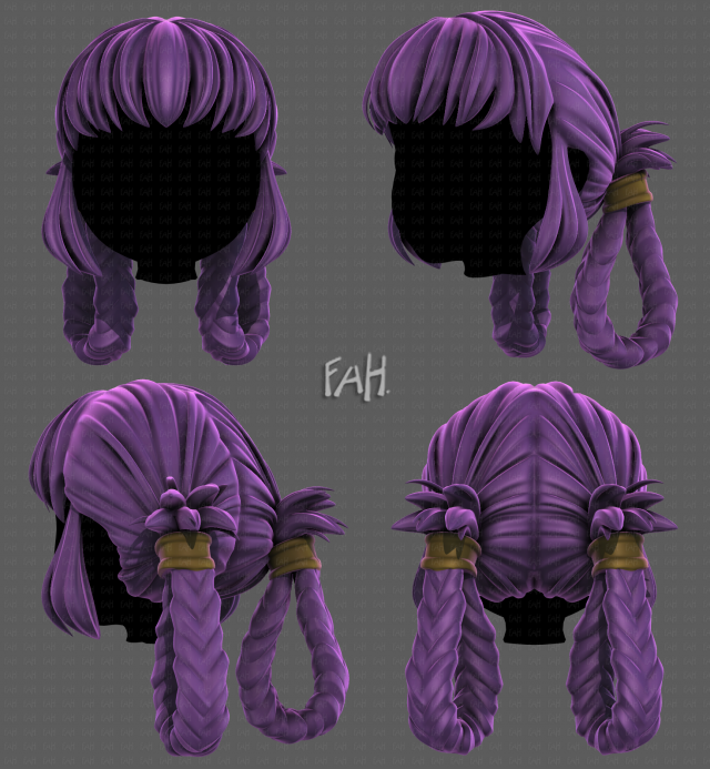 3D Hair style for girl V110 3D Modell .c4d .max .obj .3ds .fbx .stl .blend