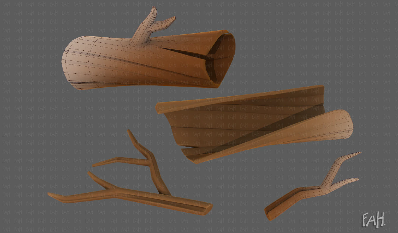 Stump V03 3D Model .c4d .max .obj .3ds .fbx .stl .blend 