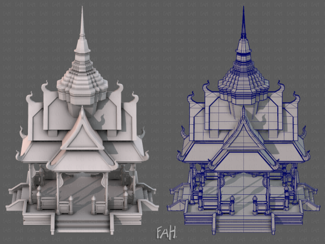 Pagoda V10 3D Model .c4d .max .obj .3ds .fbx .stl .blend 