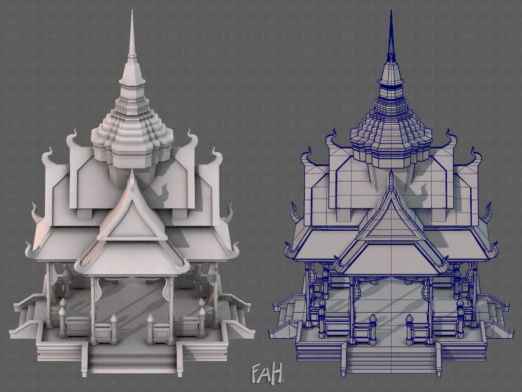 Pagoda V10 3D Model .c4d .max .obj .3ds .fbx .stl .blend 