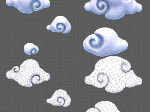 Clouds cartoon V04 3D Model