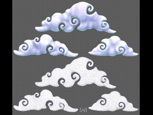 Clouds cartoon V05 3D Model