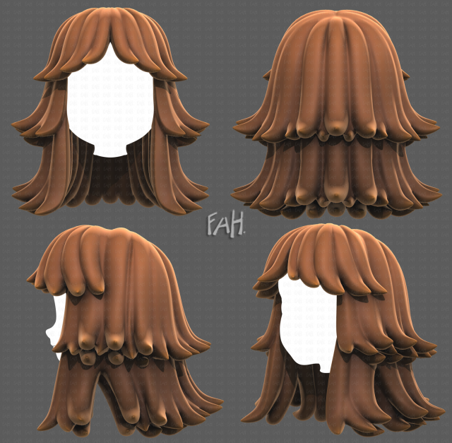Base Hair for girl V51 Modelo 3D .c4d .max .obj .3ds .fbx .stl .blend 