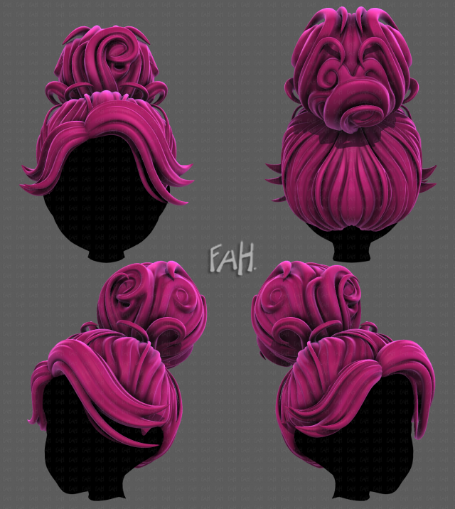 3D Hair style for girl V111 3D मॉडल .c4d .max .obj .3ds .fbx .stl .blend