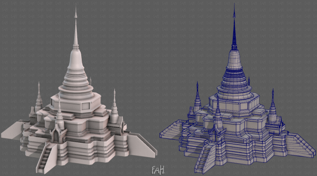 Pagoda V11 3D Model .c4d .max .obj .3ds .fbx .stl .blend 