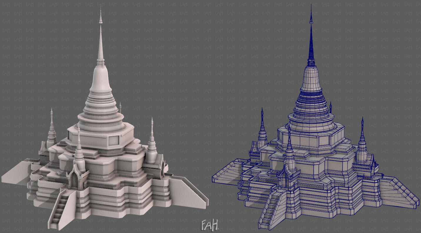 Pagoda V11 3D Model .c4d .max .obj .3ds .fbx .stl .blend