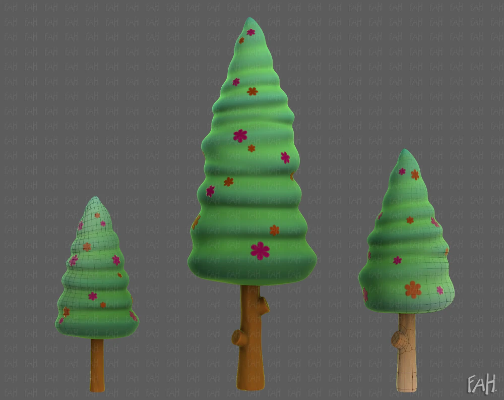 Trees Cartoon V26 3D Model .c4d .max .obj .3ds .fbx .stl .blend 