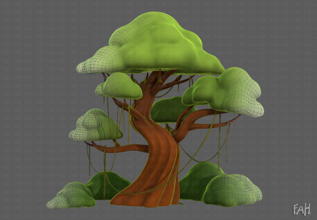 Trees Cartoon V27 3D Модель .c4d .max .obj .3ds .fbx .stl .blend 