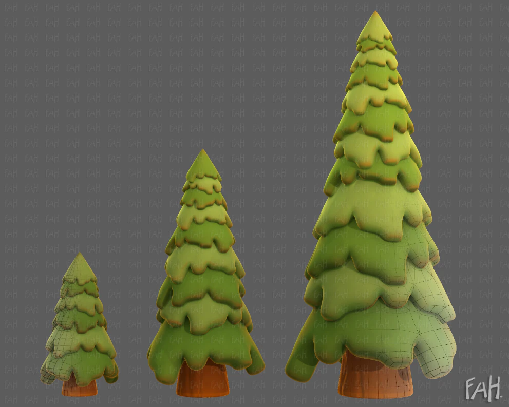 Trees Cartoon V29 3D Model .c4d .max .obj .3ds .fbx .stl .blend 