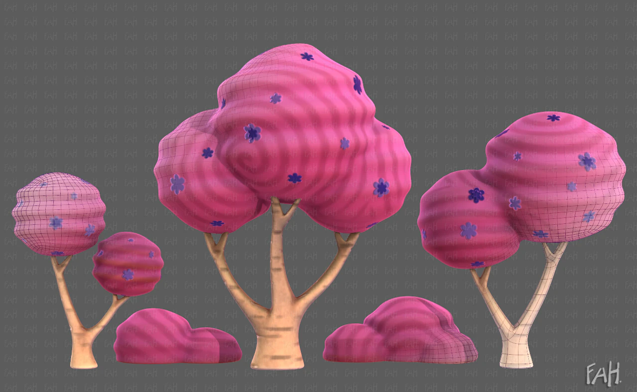 Trees Cartoon V30 3D Model .c4d .max .obj .3ds .fbx .stl .blend 
