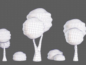 Trees Cartoon V30 3D Model