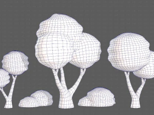 Trees Cartoon V30 3D Model