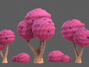 Trees Cartoon V30 3D Model