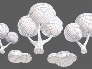 Trees Cartoon V30 3D Model