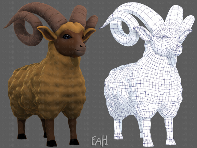 Sheep V02 3D Model .c4d .max .obj .3ds .fbx .lwo .lw .lws