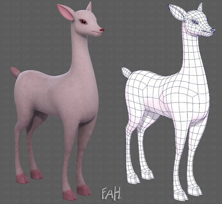 Deer V03 3D Model .c4d .max .obj .3ds .fbx .stl .blend